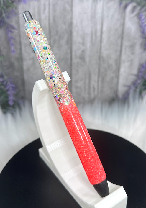 Handmade Salmon and Chunky Party mix Ombre glitter pen with free refill