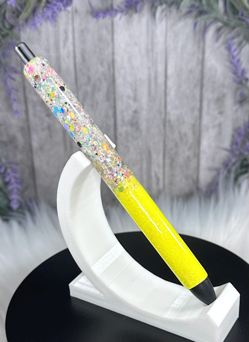 Handmade Bright Yellow and Party mix ombre glitter pen with free refill