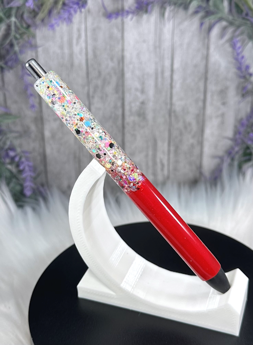 Handmade Red and Chunky Party mix Ombre glitter pen with free refill