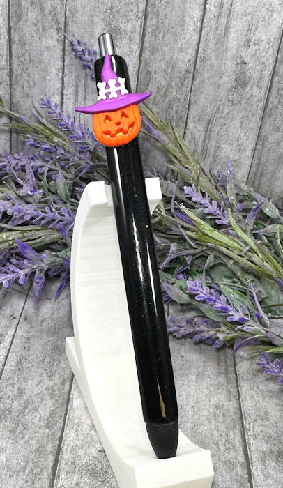 Handmade Halloween Pumpkin black glitter pen with free refill