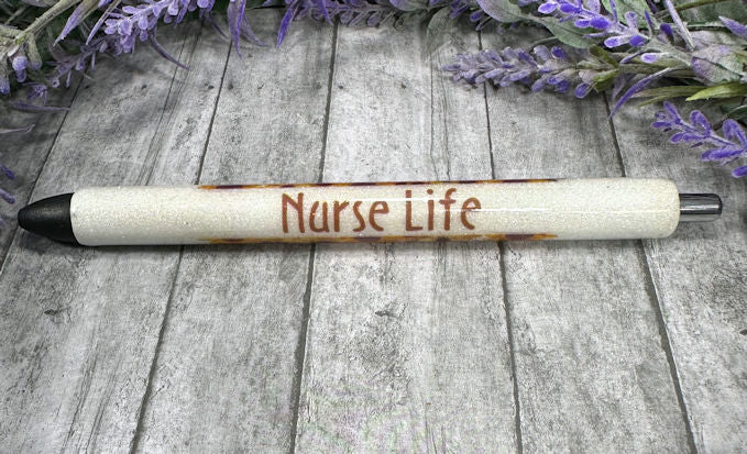 Handmade Nurse Life Sunflowers glitter pen with free refill