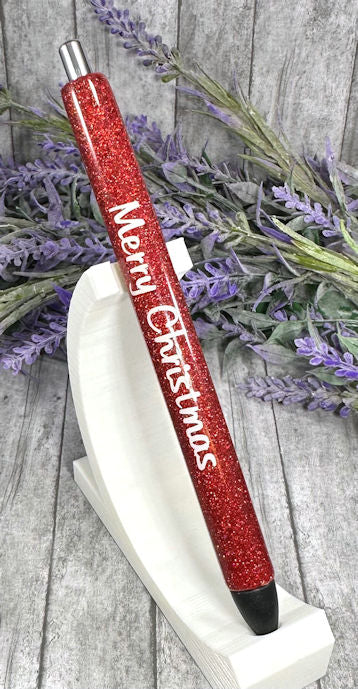 Handmade Merry Christmas Stripes glitter pen with free refill