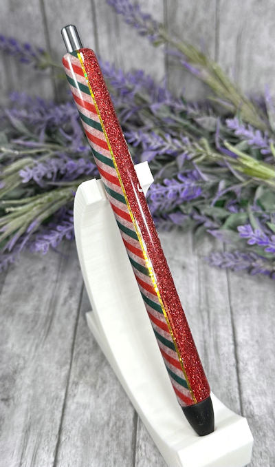 Handmade Merry Christmas Stripes glitter pen with free refill