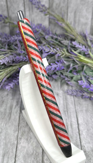 Handmade Merry Christmas Stripes glitter pen with free refill