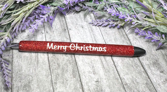 Handmade Merry Christmas Stripes glitter pen with free refill