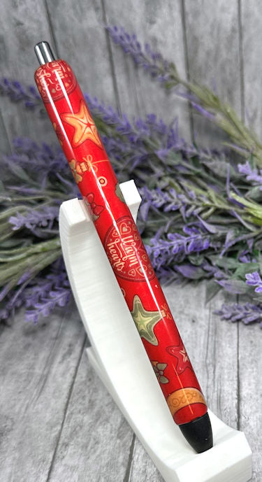 Handmade Warm Hearts Christmas glitter pen with free refill