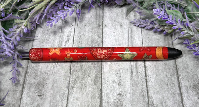 Handmade Warm Hearts Christmas glitter pen with free refill