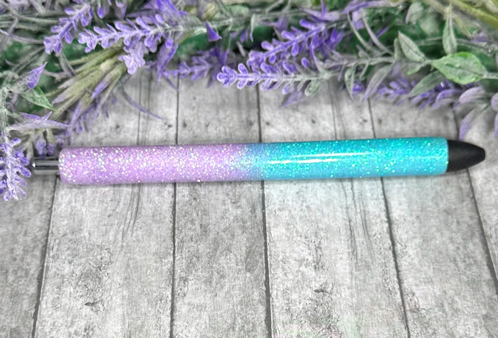 Handmade Lavender and Blue Ombre glitter pen with free refill
