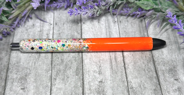 Handmade Bright Orange and Chunky Party mix Ombre glitter pen with free refill