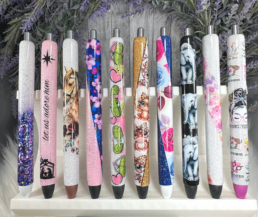 Handmade Pickle Lover glitter pen with free refill