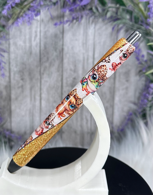 Handmade Bougie Frogs glitter pen with free refill