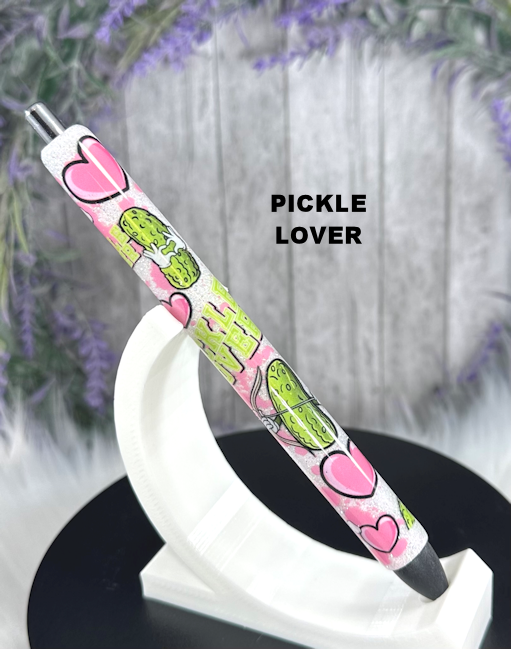 Handmade Pickle Lover glitter pen with free refill
