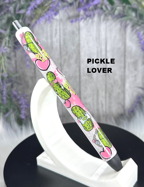 Handmade Pickle Lover glitter pen with free refill
