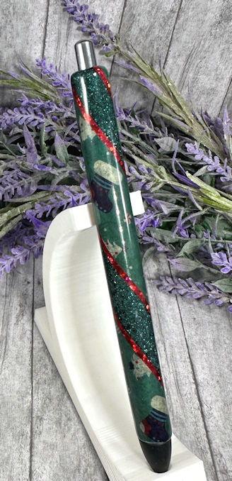 Handmade Merry Christmas Pattern glitter pen with free refill