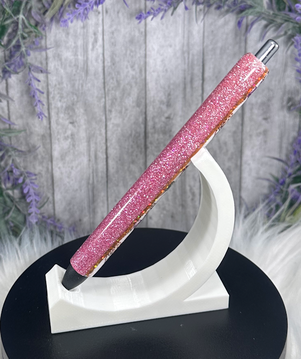 Handmade Bougie Frogs on pink glitter pen with free refill