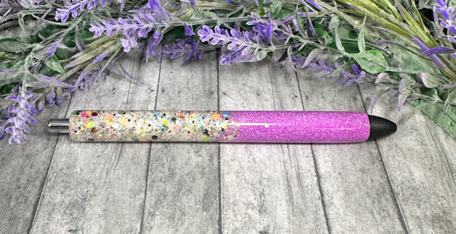 Handmade Bright Lilac and Chunky Party mix Ombre glitter pen with free refill