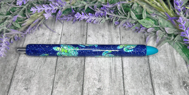 Handmade Sea Turtles glitter pen with free refill 2