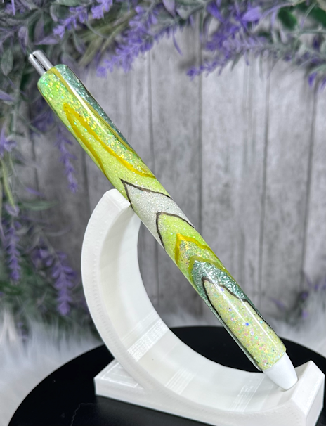 Handmade Green Geode design glitter pen with free refill