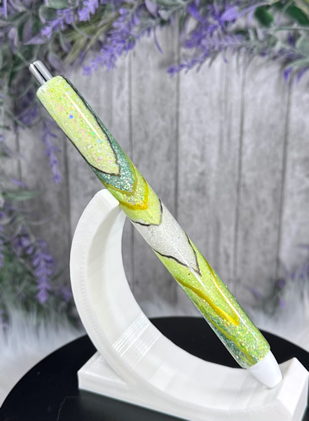 Handmade Green Geode design glitter pen with free refill