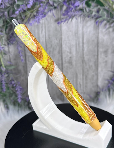 Handmade Yellow Geode design glitter pen with free refill