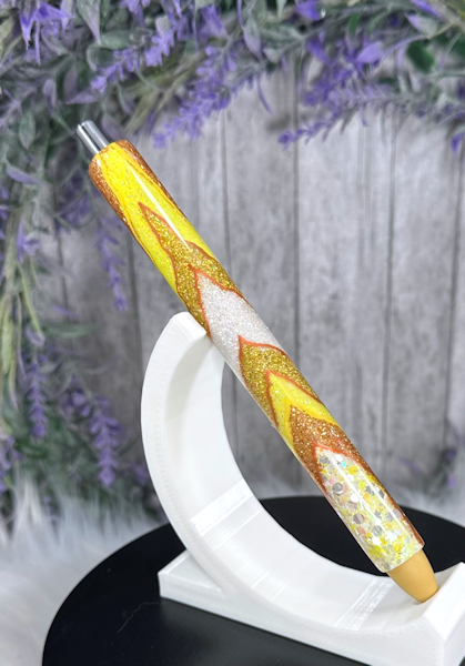 Handmade Yellow Geode design glitter pen with free refill