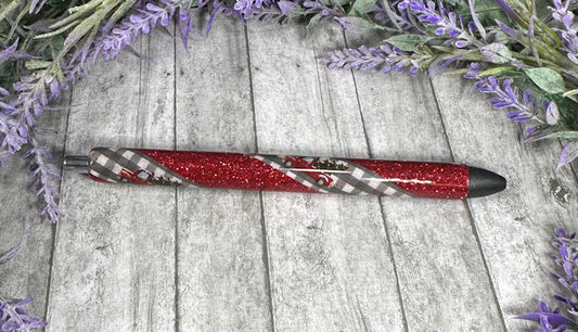 Handmade Christmas Vintage Red Trucks glitter pen with free refill