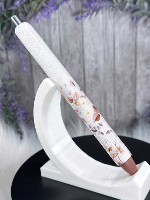 Handmade Brown Flowers glitter pen with free refill