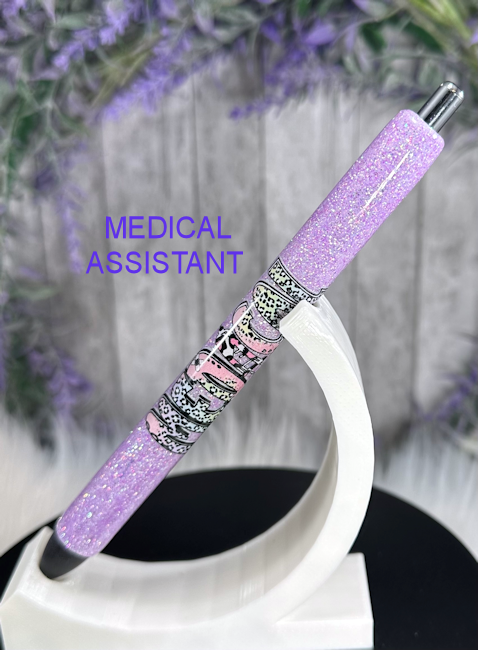 Handmade Medical Assistant on purple glitter pen with free refill