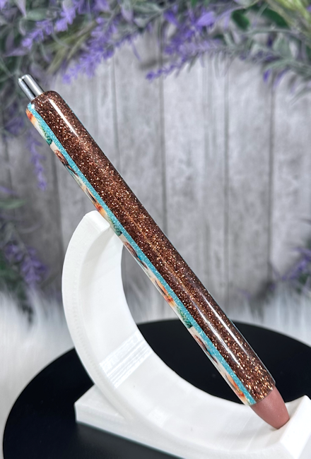 Handmade Western Horses Scene glitter pen with free refill