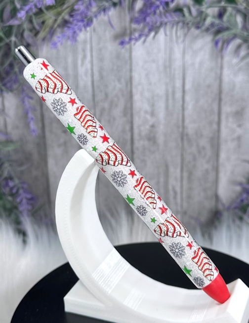 Handmade Little Debbie Christmas Tree Cakes glitter pen with free refill 4