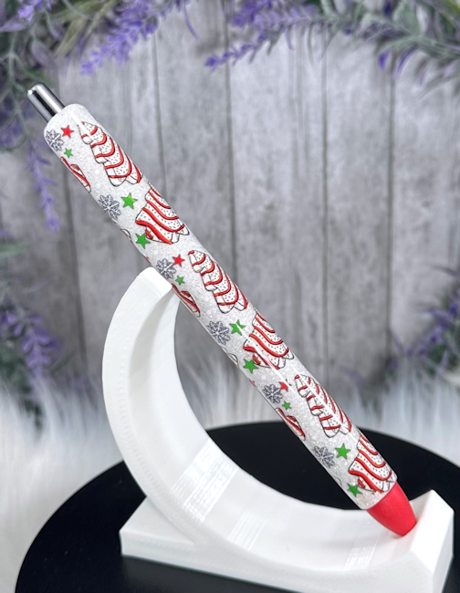 Handmade Little Debbie Christmas Tree Cakes glitter pen with free refill 4
