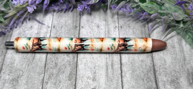 Handmade Western Horses Scene glitter pen with free refill