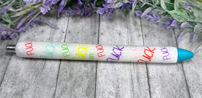 Handmade Bad Words glitter pen with free refill