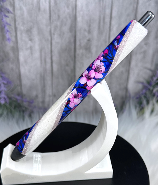 Handmade Cherry Blossoms glitter pen with free refill