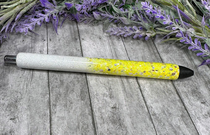 Handmade Ombre Yellow glitter pen with free refill