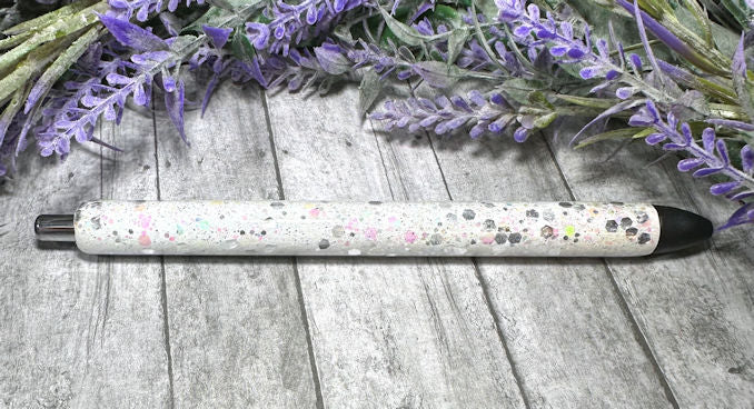 Handmade White Holographic glitter pen with free refill