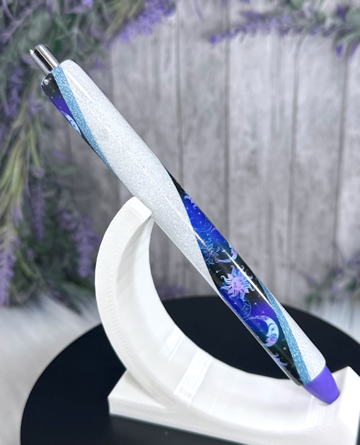 Handmade Moons and Stars glitter pen with free refill