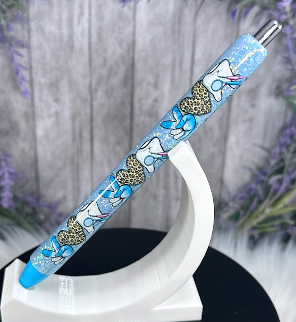 Handmade Peace Love Dental glitter pen with free refill