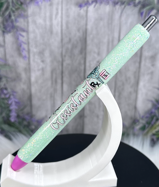 Handmade Medical Assistant on Green glitter pen with free refill