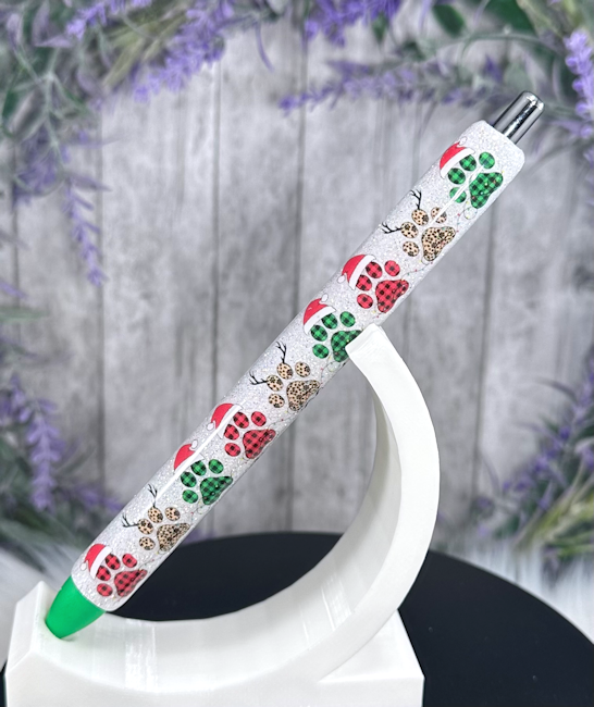 Handmade Christmas Dog Paws and Antlers glitter pen with free refill