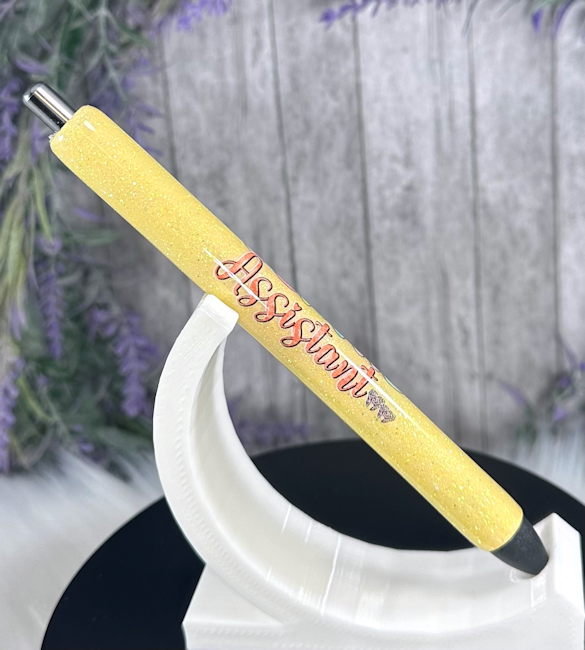 Handmade Dental Assistant Left Handed glitter pen with free refill