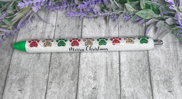 Handmade Christmas Dog Paws and Antlers glitter pen with free refill