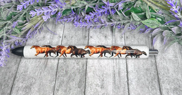 Handmade Wild Horses glitter pen with free refill