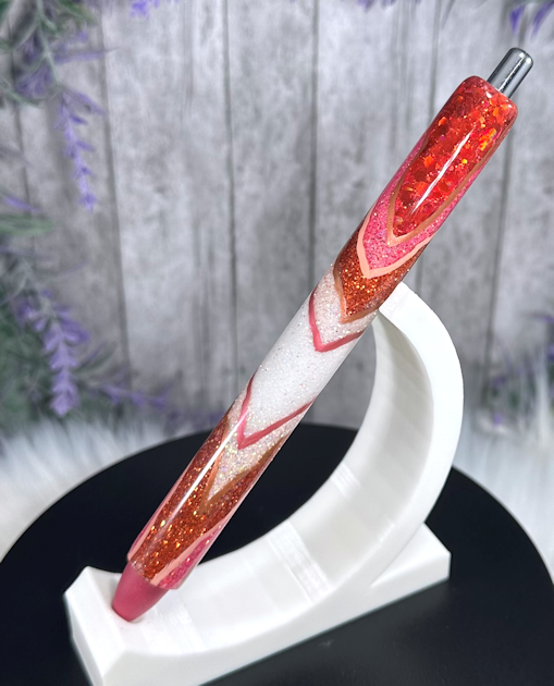Handmade Reds Geode design glitter pen with free refill