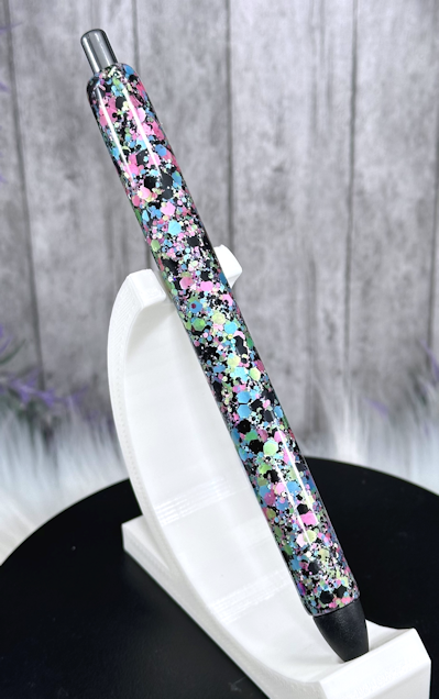 Handmade Black Multi Colored glitter pen with free refill