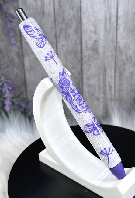 Handmade Purple Butterflies glitter pen with free refill