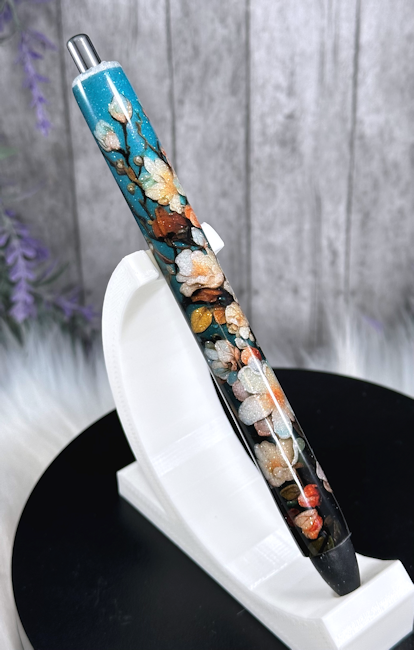 Handmade Full Wrap Flowers glitter pen with free refill