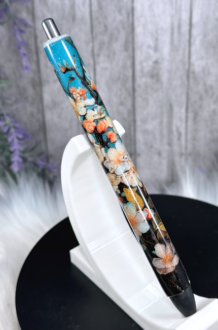 Handmade Full Wrap Flowers glitter pen with free refill