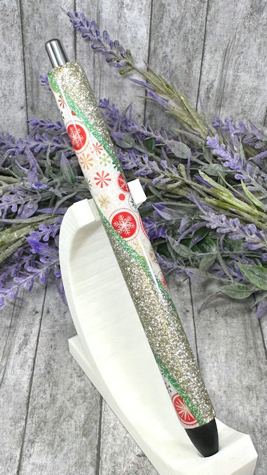 Handmade Christmas Washi Tape glitter pen with free refill