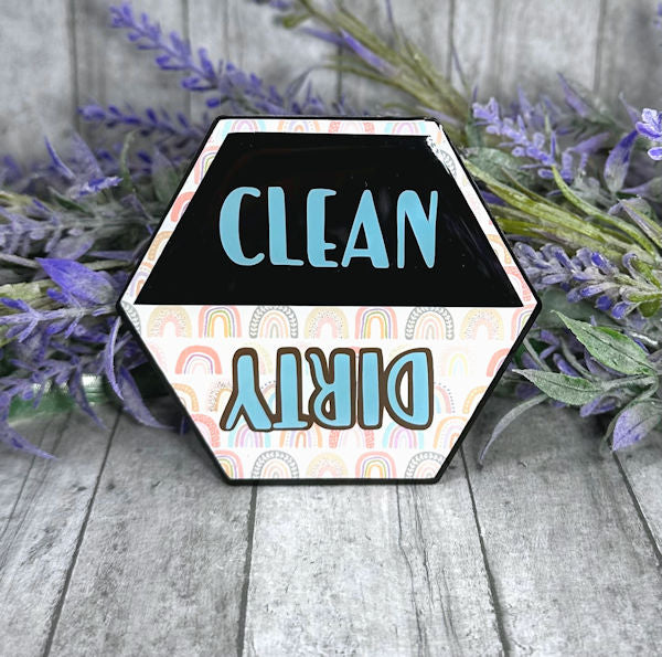 3 inch Clean and Dirty BoHo Rainbows Dishwasher Magnet